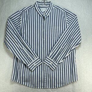 American Eagle Long Sleeve Mens XL Gray Striped Cotton Shirt With Pocket